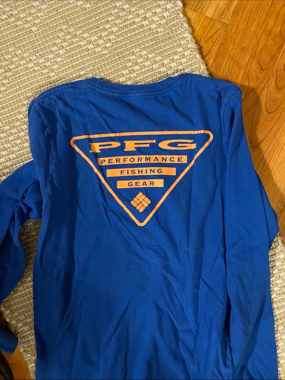 Columbia Blue PFG Long Sleeve Crew Shirt S - Picture 4 of 4